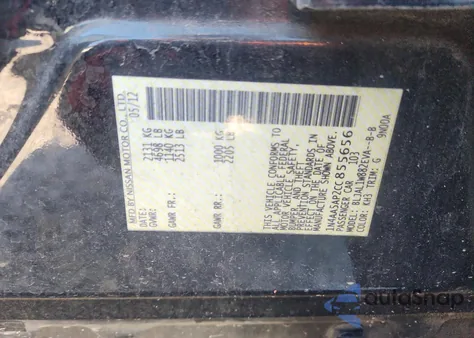 2012 Nissan Maxima S from USA, damaged, VIN 1N4AA5AP2CC855656